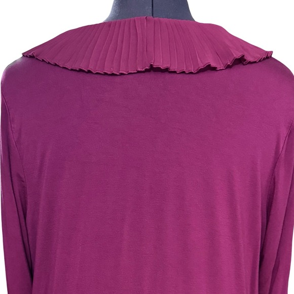 Chaps Ruffled V-Neck Top Womens 2X Plum Long Sleeve Blouse‎ Elegant Party Fairy - Picture 5 of 8